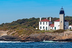 Beavertail Lighthouse Over Rock Formations